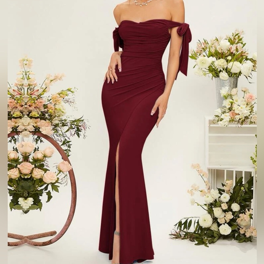SHEIN Burgundy Evening Gown Dress
